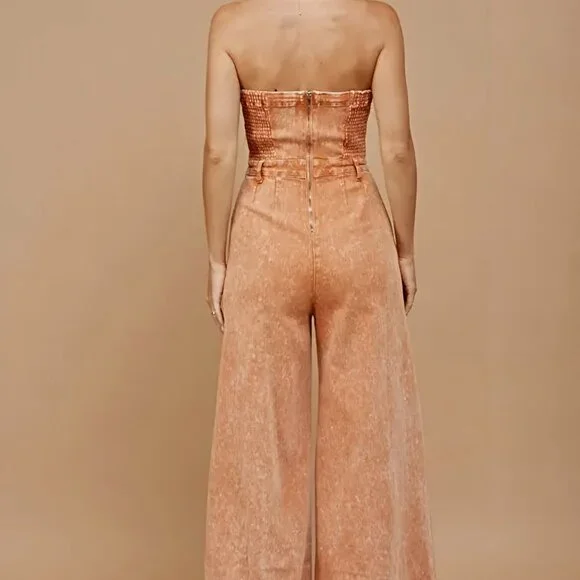 BOHO MINERAL WASH WIDELEG PLAYSUIT - Picture 3 of 4